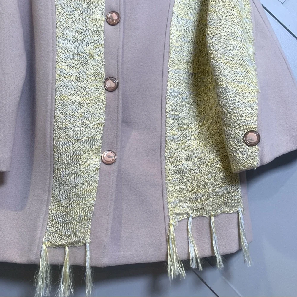 Italian Retro Beige Gold Yellow Fringe Jacket Size Large